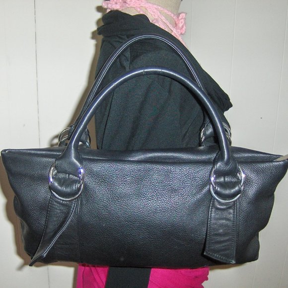 Express Design Studio Handbags - Express Design Studio Black Leather Satchel